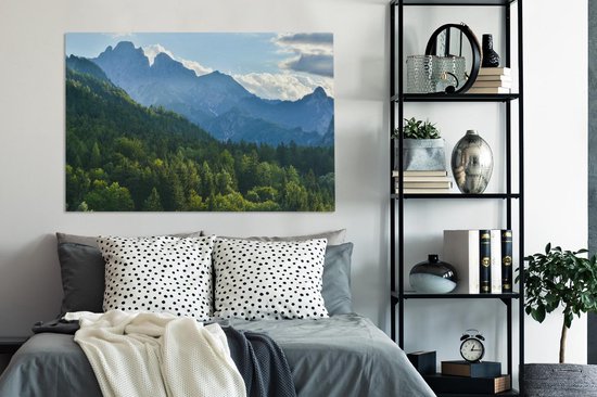 Le paysage de montagne boisé du parc national de Gesäuse en Autriche Toile 140x90 cm - Tirage photo sur toile (Décoration murale salon / chambre)