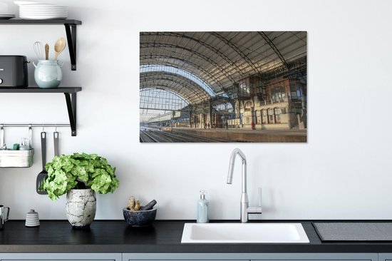 La gare de la ville néerlandaise de Haarlem Toile 90x60 cm - Tirage photo sur toile (Décoration murale salon / chambre) / Villes européennes Peintures sur toile