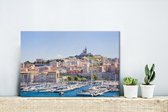 Canvas Schilderij Haven - Marseille - Boten - 30x20 cm - Wanddecoratie