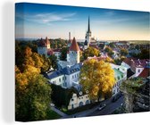 Canvas Schilderij Skyline over het Stadshart van Tallinn in Estland - 120x80 cm - Wanddecoratie