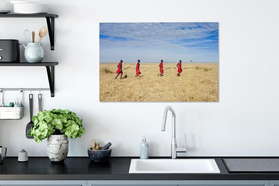 Kényans dans la savanne près de la zone du Masai Mara au Kenya Toile 60x40 cm - Tirage photo sur toile (Décoration murale salon / chambre)