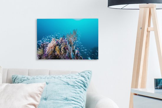 Récif de corail dans une mer d'un bleu profond Toile 30x20 cm - petit - Tirage photo sur toile (Décoration murale salon / chambre)