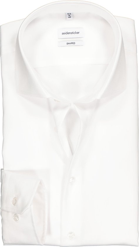 Seidensticker shaped fit overhemd - wit twill - Strijkvrij - Boordmaat: