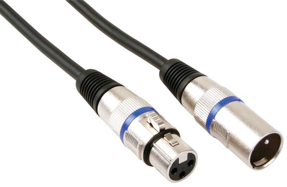 HQ-Power XLR kabel, 1 x XLR mannelijk, 1 x XLR vrouwelijk, 1 m, perfect voor geluidsoverdracht
