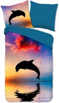 Good Morning Kinderdekbedovertrek "dolfijn" - Multi - (140x200/220 cm) - Katoen