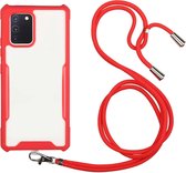 Voor Samsung Galaxy A91 / M80s / S10 Lite acryl + kleur TPU schokbestendig hoesje met nekkoord (rood)