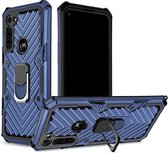 Voor Motorola Moto G8 Power Cool Armor PC + TPU schokbestendig hoesje met 360 graden rotatie ringhouder (blauw)