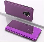 Voor Motorola G9 Play vergulde spiegel horizontale flip lederen tas met houder (paars)