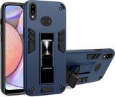 Voor Samsung Galaxy A30 2 in 1 pc + TPU schokbestendige beschermhoes met onzichtbare houder (blauw)