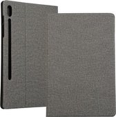 Voor Samsung Galaxy Tab S7 T870 (2020) Spanning Stretch Stof Textuur Horizontale Flip Leren Case met Houder (Grijs)