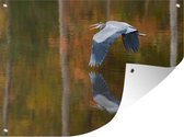 Affiche de jardin - Héron volant au-dessus de l'eau - 120x90 cm