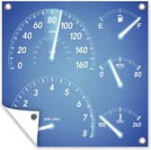 Tuin decoratie Illustratie van de snelheidsmeters in een dashboard in een auto in het blauw - 40x30 cm - Tuindoek - Buitenposter