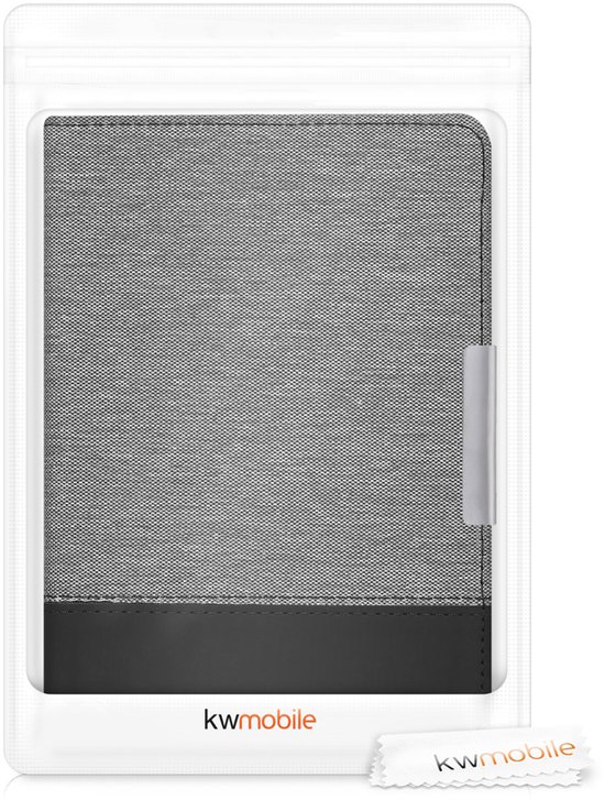 kwmobile hoes geschikt voor Pocketbook Touch Lux 3/Basic Lux/Basic Touch 2 - Canvas beschermhoes in grijs / zwart - Voor e-reader van Merkloos — afbeelding 2
