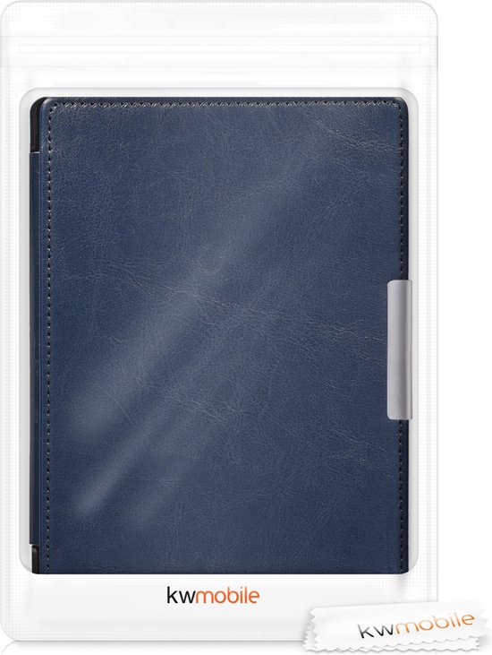 kwmobile e-reader hoesje geschikt voor Kobo Aura H2O Edition 1 hoes - E reader flip case met magnetische sluiting - Ereader cover in donkerblauw van Merkloos — afbeelding 4