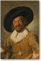 De vrolijke drinker - 60x90 Poster Staand - Frans Hals - Meesterwerken