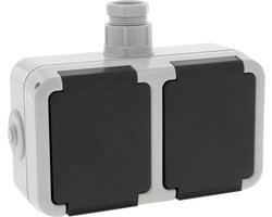 Peha Spatwaterdicht Contactdoos Opbouw 2V Horizont Randaarde Wartel M20