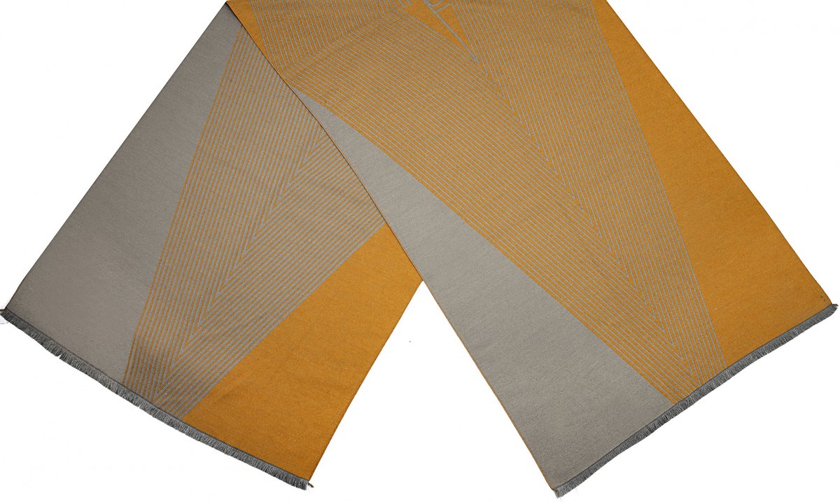 Cwi Sjaal - Dames - 180 X 63 Cm - Geel/Oranje/grijs