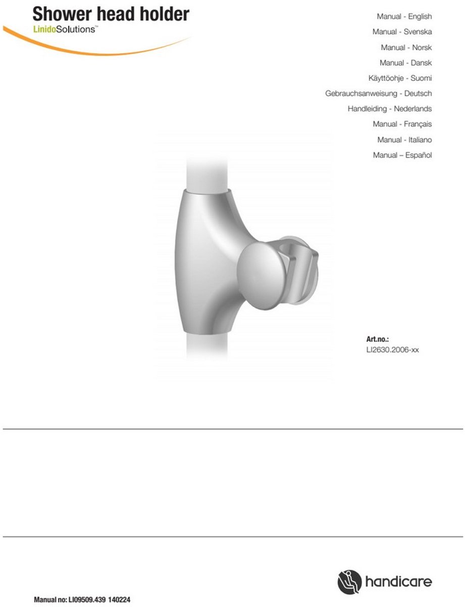 Handicare wandhouder voor handdouche antraciet ral 7028