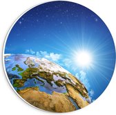 Forex Wandcirkel - De Wereld - 20x20cm Foto op Wandcirkel (met ophangsysteem)