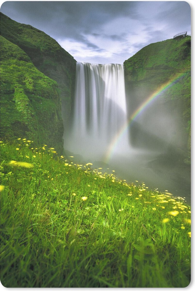 Muismat Watervallen - Regenboog voor de waterval muismat rubber - 18x27 cm - Muismat met foto