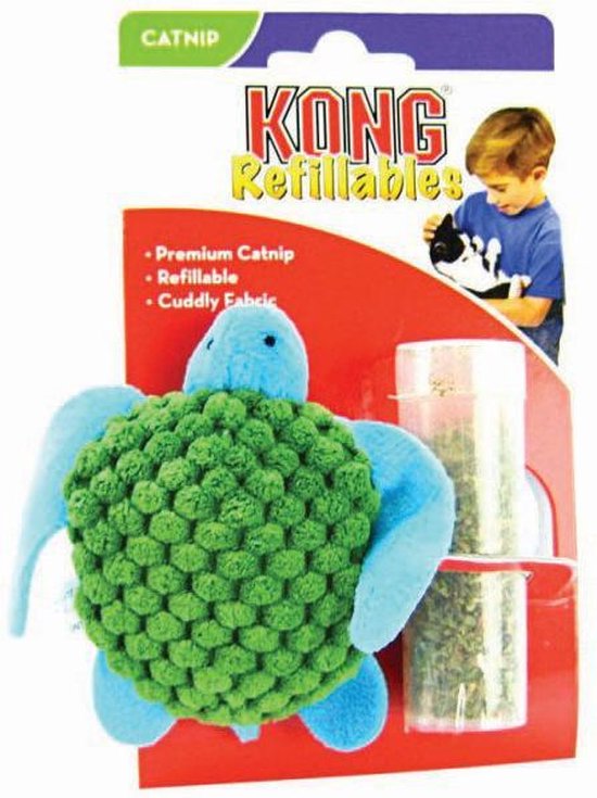 Kong Kat Catnip Turtle - Kattenkruid - 16.5 cm x 9.5 cm x 4 cm - Groen/Blauw