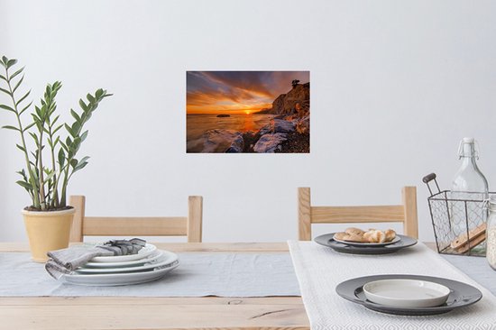 Sticker Muursticker Kos - Coucher de soleil à la plage Therma sur Kos - 30x20 cm - film autocollant - sticker mural repositionnable