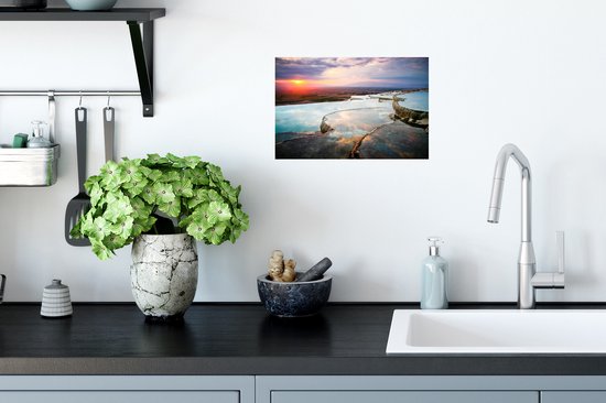 Sticker Muursticker Pamukkale - Coucher de soleil sur Pamukkale en Turquie - 30x20 cm - film adhésif autocollant - sticker mural repositionnable