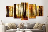 Schilderij - Bos in de herfst, 5 luik, 200x100cm , premium print