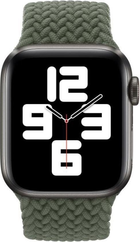By Qubix - Braided Solo Loop bandje - Maat: L - Groen - Geschikt voor Apple Watch 42mm / 44mm - Compatible apple watch bandjes - By Qubix