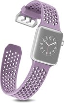 By Qubix Bandje met gaatjes - Lichtpaars - Geschikt voor Apple Watch 38mm - 40mm - 41mm - Compatible Apple watch bandje - smartwatch bandje