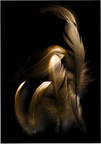 Gouden veren op zwarte achtergrond - Foto op Posterpapier - 29.7 x 42 cm (A3)