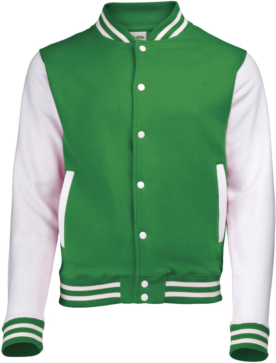 Awdis Unisex Varsity Jacket (Kelly Groen / Wit)