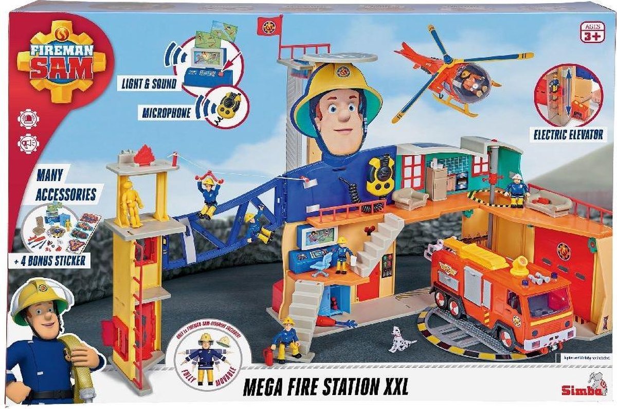 Simba Grande Caserne Sam Le Pompier (Format Xxl) - Avec La Figurine de Sam  Le Pompier, Lumière, Son Et Radio - Pour enfants à Partir de 3 Ans  Exclusivité sur  