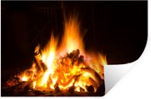 Sticker Muursticker Cheminées - Cheminée sur fond noir - 60x40 cm - feuille autocollante - sticker mural repositionnable