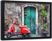 Foto in frame , Rode scooter , 120x80 cm , multikleur , Premium print