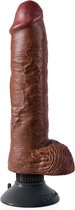 Vibrating Cock with Balls - 10 Inch - Brown - Realistic Dildos - Super Soft Dildos