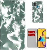 Voor Samsung Galaxy M30s / M20s Cloud Fog Pattern Horizontal Flip Leather Case met houder & kaartsleuf & portemonnee (donkergroen)
