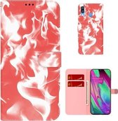 Voor Samsung Galaxy A40 Cloud Fog Pattern Horizontal Flip Leather Case met Houder & Card Slot & Wallet (Rood)