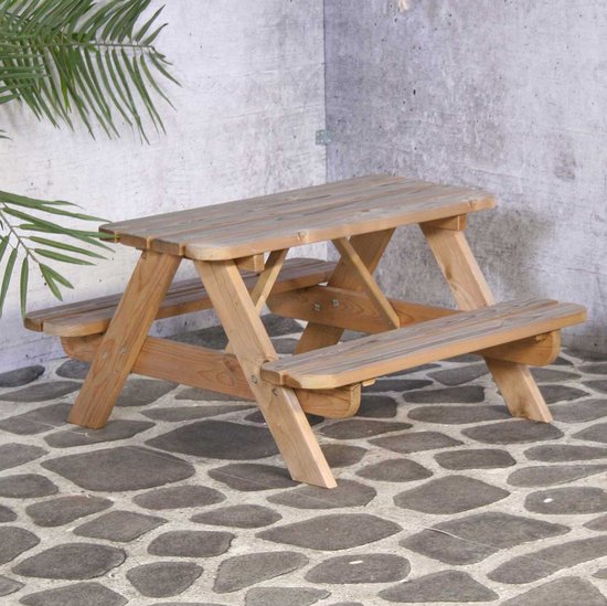 SenS-Line - Kindertafel Naturel - Picknicktafel Voor buiten - FSC 100 % Grenenhout - L 90 x B 90 x H 55 cm