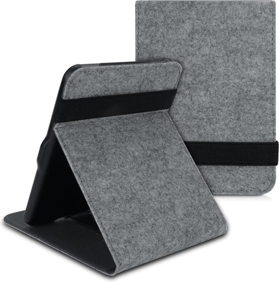 kwmobile hoes geschikt voor Tolino Vision 1 / 2 / 3 / 4 HD - Cover in lichtgrijs met handgreep - Vilt design van kwmobile — afbeelding 5