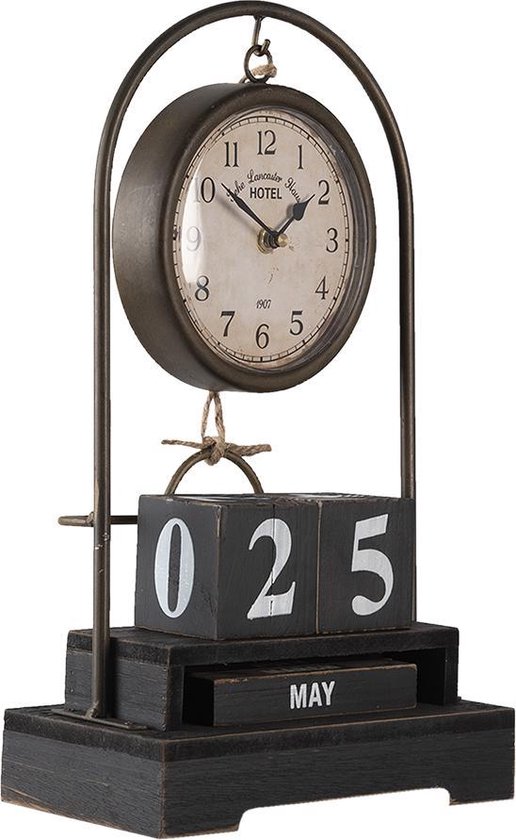 Clayre & Eef Horloge sur pied 23x39 cm Noir Fer Verre Horloge debout |  bol.com