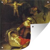 Toile de jardin Le berceau des saules - Peinture de Rembrandt van Rijn - 100x100 cm