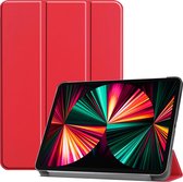 Hoes Geschikt voor iPad Pro 2021 (12,9 inch) Hoes Luxe Hoesje Book Case - Hoesje Geschikt voor iPad Pro 12,9 inch (2021) Hoes Cover - Rood