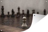 Tuindecoratie Wit verliest met schaken - 60x40 cm - Tuinposter - Tuindoek - Buitenposter