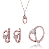 Orphelia SET-7439/50 - Ensemble de bijoux: Collier + Boucles d'oreilles + Bague - Argent 925 Rosé - Zircone - 42 cm / Taille de bague 50