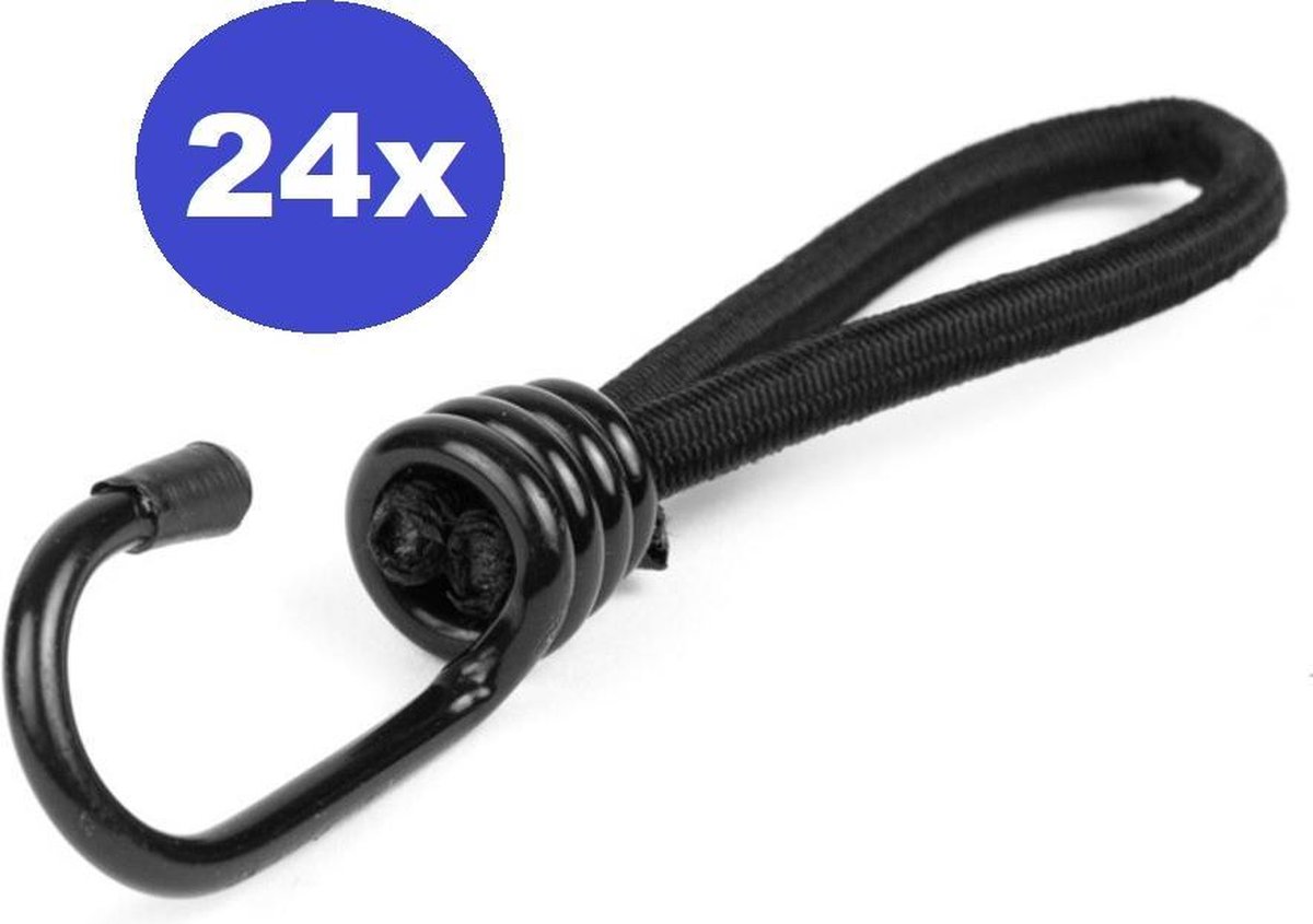 24 x Spanelastieken met haak (enkele) 6 mm 18 cm
