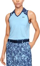 UA Zinger Mouwloze Blocked Polo-Blauw - Dames maat: XS