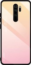 Voor Geschikt voor Xiaomi Redmi Note 8 Pro Gradient Color Glass Case (roze)