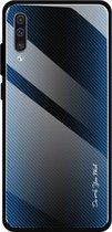 Voor Galaxy A50 Texture Gradient Glass-beschermhoes (blauw)