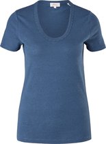 s.Oliver Dames Shirt Korte Mouw - Regular Fit - Lage Hals - Blauw - Maat S (36)